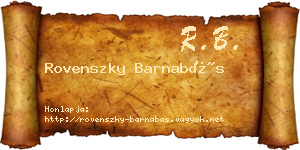 Rovenszky Barnabás névjegykártya